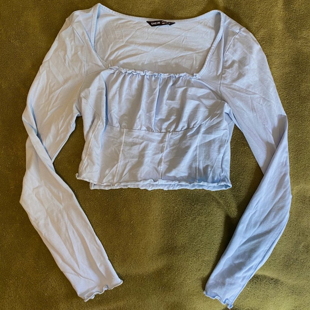 Baby Blue Long Sleeve Crop Top Size M
